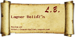 Lagner Belián névjegykártya